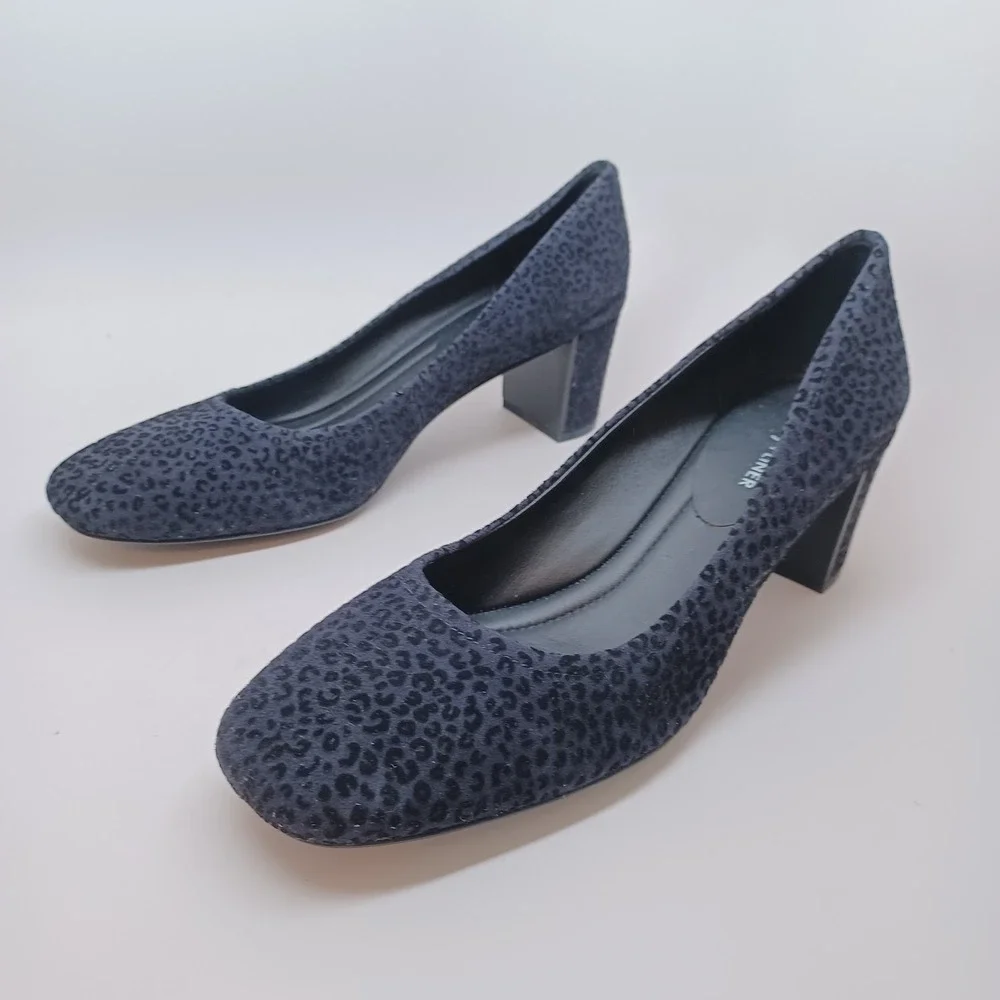 Donald J Pliner‎ Heels Womens US 9.5 Black Suede Leather Leopard Print Pumps
